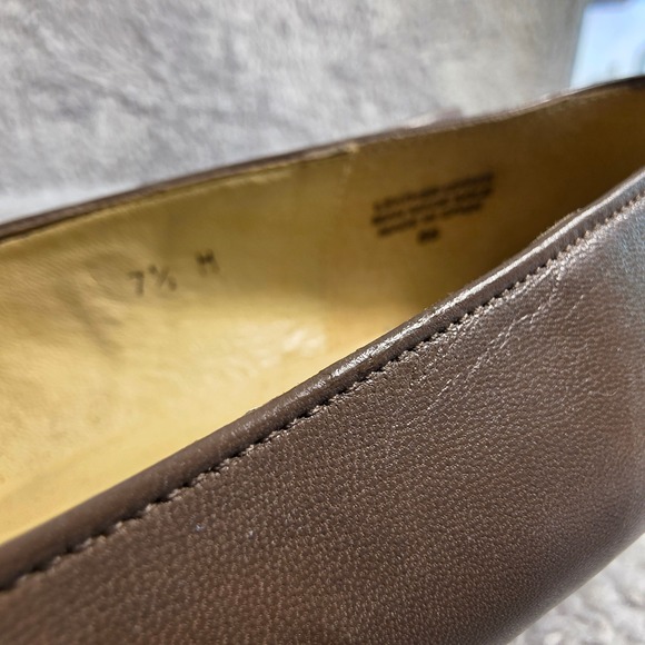 Etienne Aigner Zoey Loafers Taupe Brown Leather Logo Horsebit Womens 7.5 M EXC